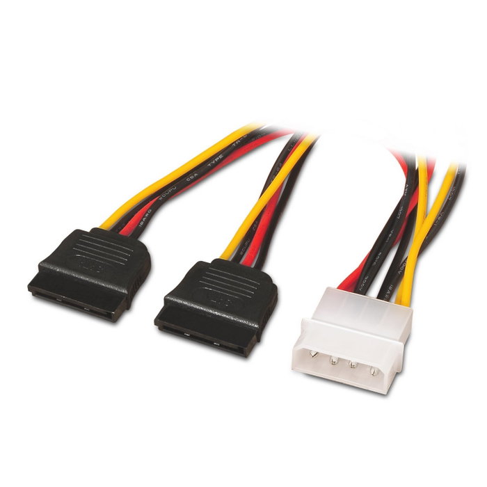 Aisens Cable de Alimentación Molex 4-pin Macho a 2x SATA Hembra Negro